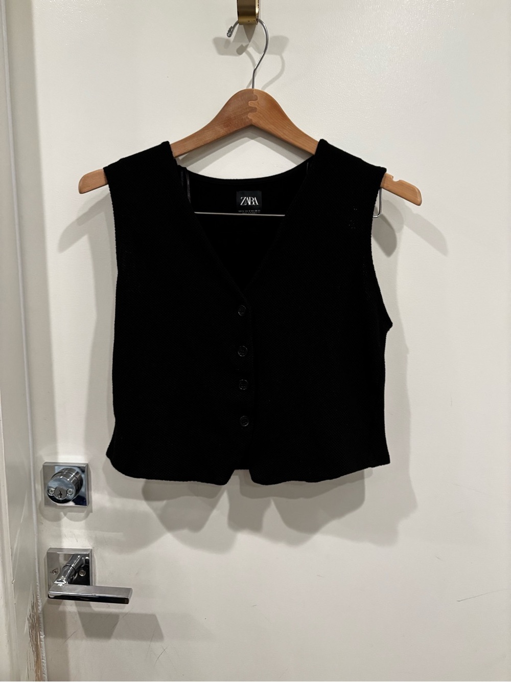 Zara Black Button-Front Knit Vest
